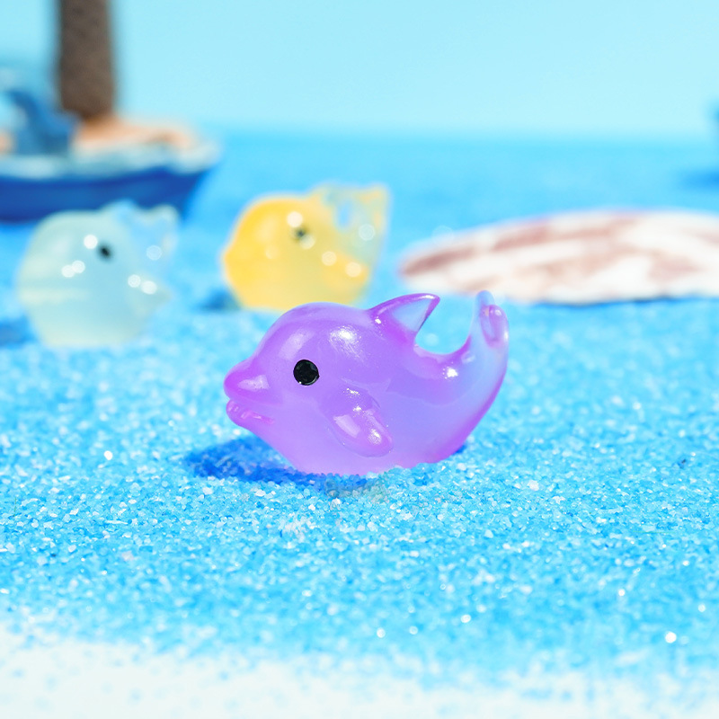 Micro paisaje creativo lindo luminoso colorido delfín acuario pecera accesorios de decoración de bricolaje mini adornos