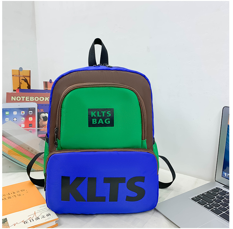 Letter Color Block Casual School Daily Kids Backpack display picture 3