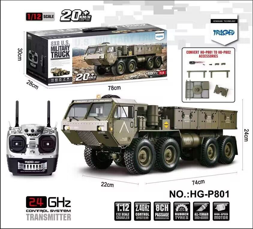 Hengguan1/12 Heavy Truck Bucket Tractor P802 P801 P803 ARemote Control Car Military Truck Toy Square Control