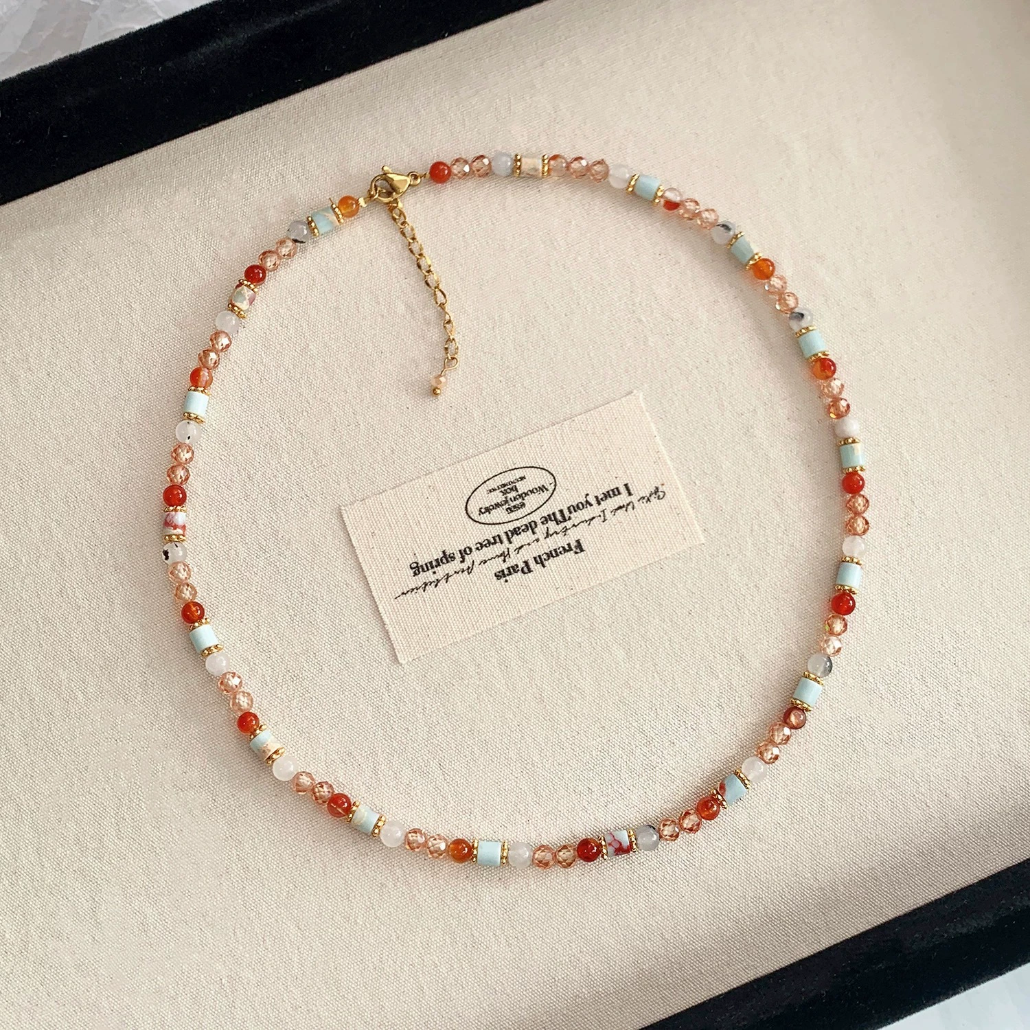 Onyx zirconium, beaded bracelet, small necklace, high-quality style