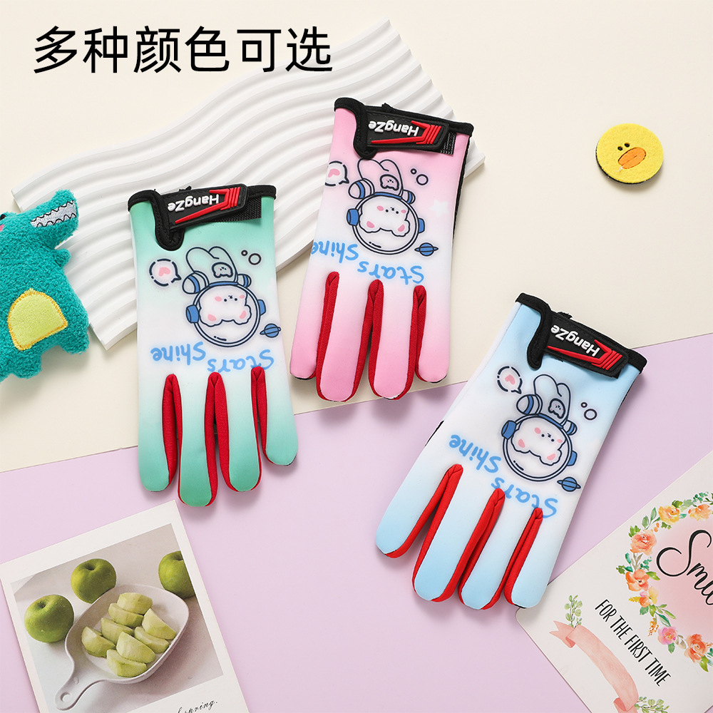 Guantes para niños otoño y invierno estudiantes a prueba de viento dibujos animados de terciopelo caliente guantes de grasa al aire libre a prueba de frío