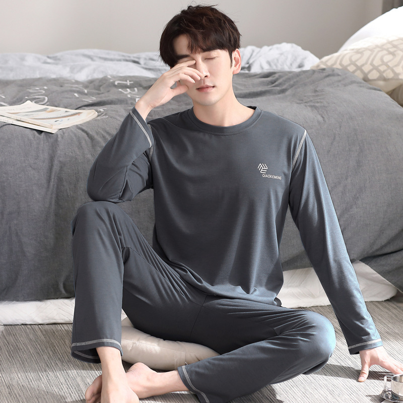 Modal Spring and Autumn Men's Pajamas Long Sleeve Spring and Summer Air-conditioning Clothes Men's Loose Plus Size Autumn Home Clothes