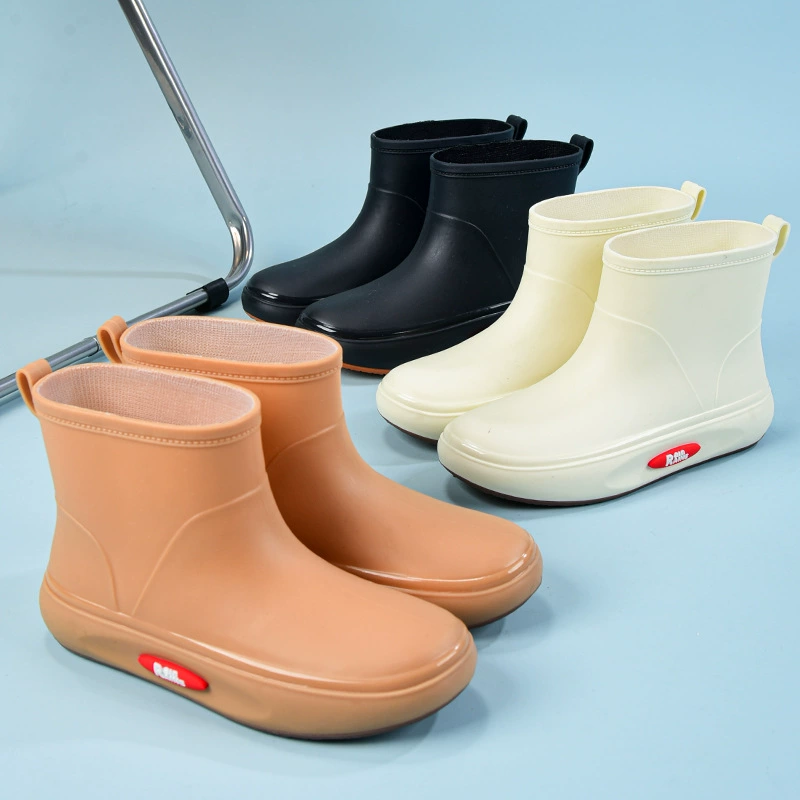 Новые модные сапоги от дождя для женщин низкий ствол нескользящие короткие трубочки для женской водяной обуви