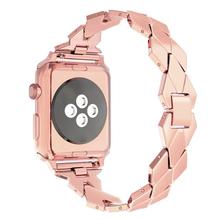 适用于苹果Apple Watch S8手表表带iWatch 7 6小菱格片金属表带