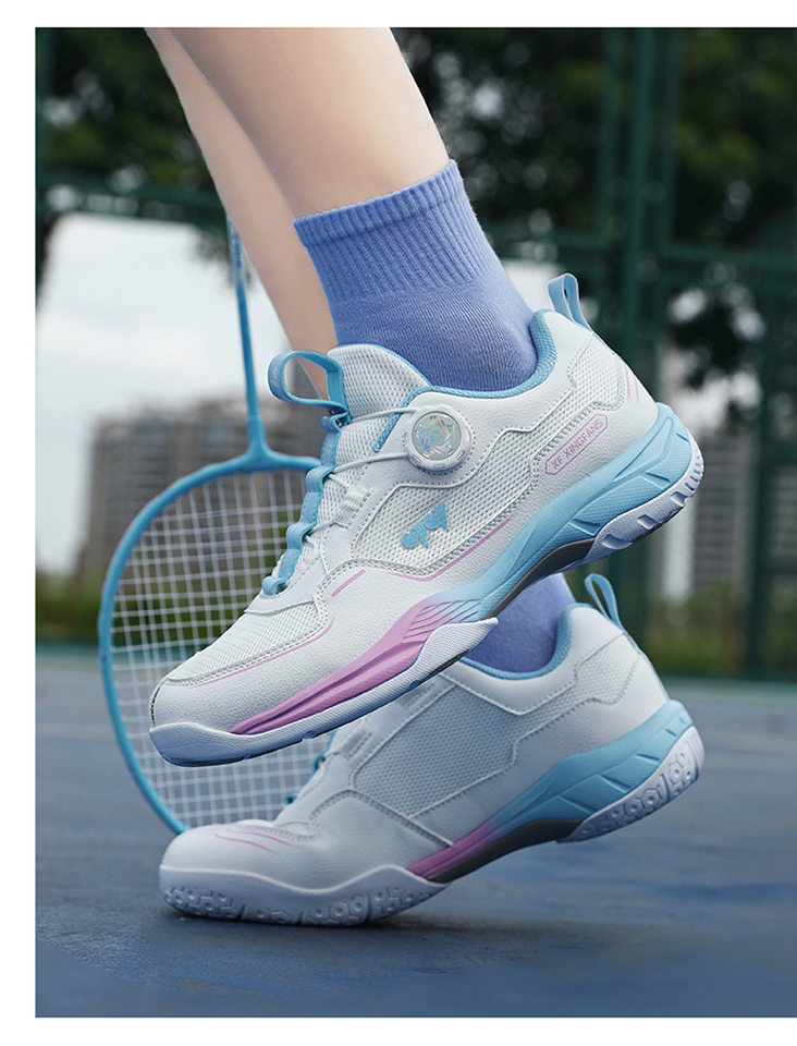 Giày cầu lông chuyên nghiệp unisex thi đấu và tập luyện, chống mài mòn, bám sân, giảm chấn, đế bằng — Bạch Phấn Nguyệt 8213XF, Màu be 8213XF, Phấn mây 8299HLL, Trắng xám 8213XF chi tiết 12