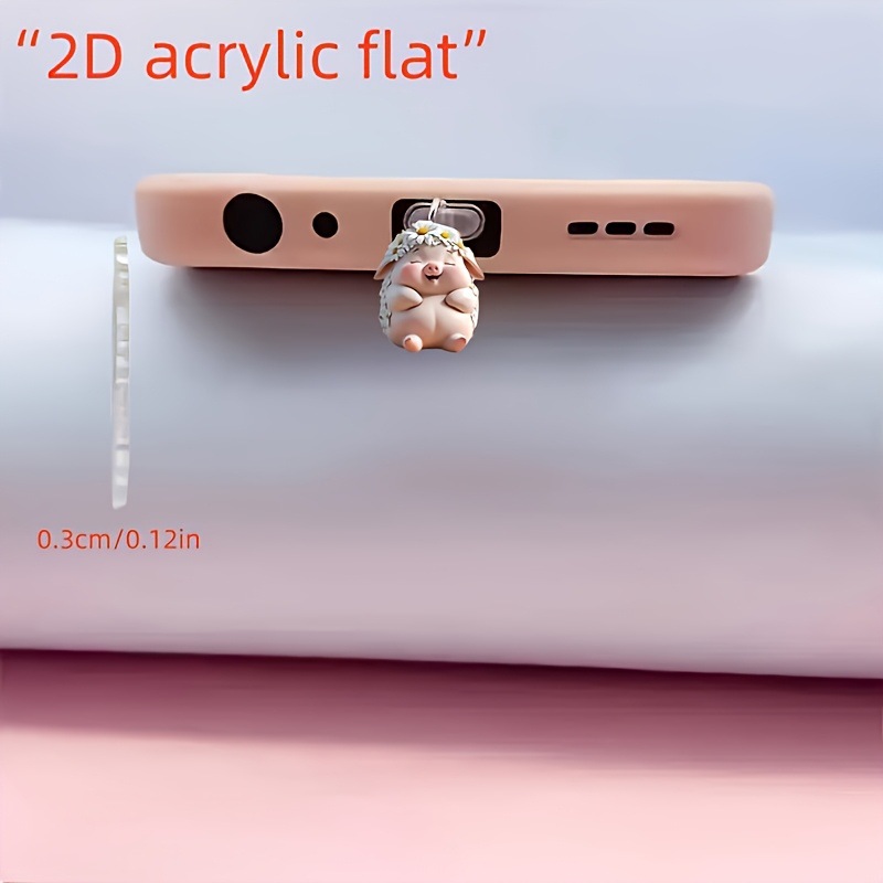 Nuevo sombrero plano acrílico transfronterizo tapón antipolvo para teléfono móvil acrílico lechón image 4