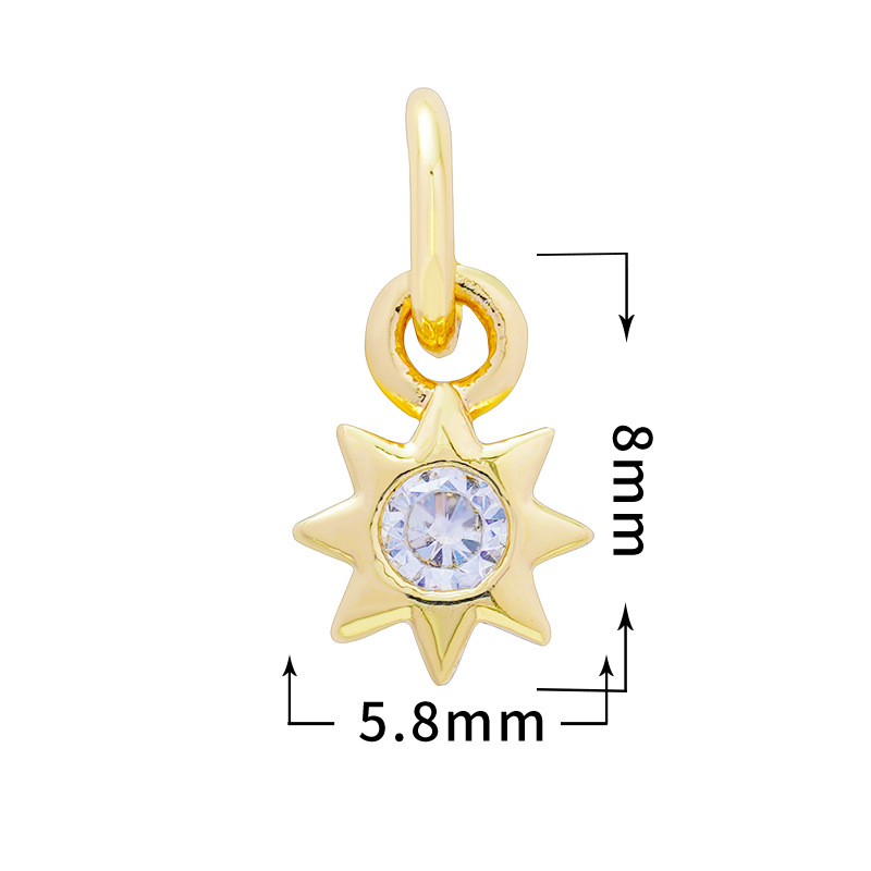 Spring&Summer Season 1 Piece Copper Zircon Star Moon Heart Shape Pendant Charms Bracelets Earrings