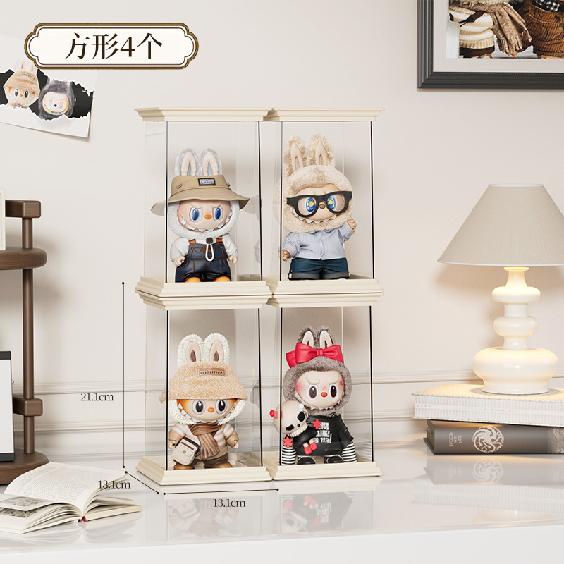 罗马柱盲盒收纳展示架单个labubu搪胶娃娃手办透明防尘展示柜盒子|undefined