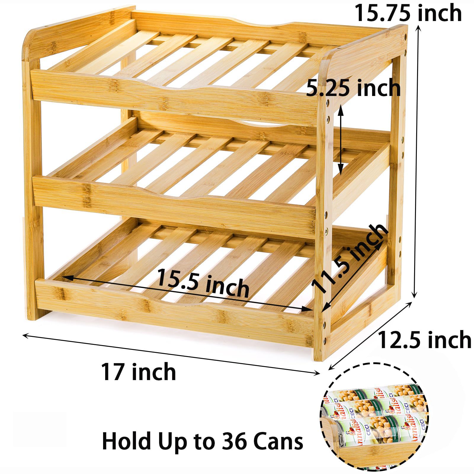 Bamboo multi-layer storage rack kitchen tabletop cans pet can…