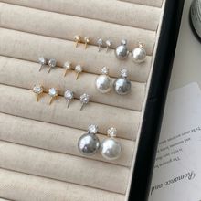 王妃款耳钉珍珠空托 S925纯银闪钻高级感耳饰DIY耳环珠托银托配件