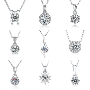 Cross-border exquisite bright moissanite clavicle chain s925 fashion simple female French pendant necklace explosion wholesale