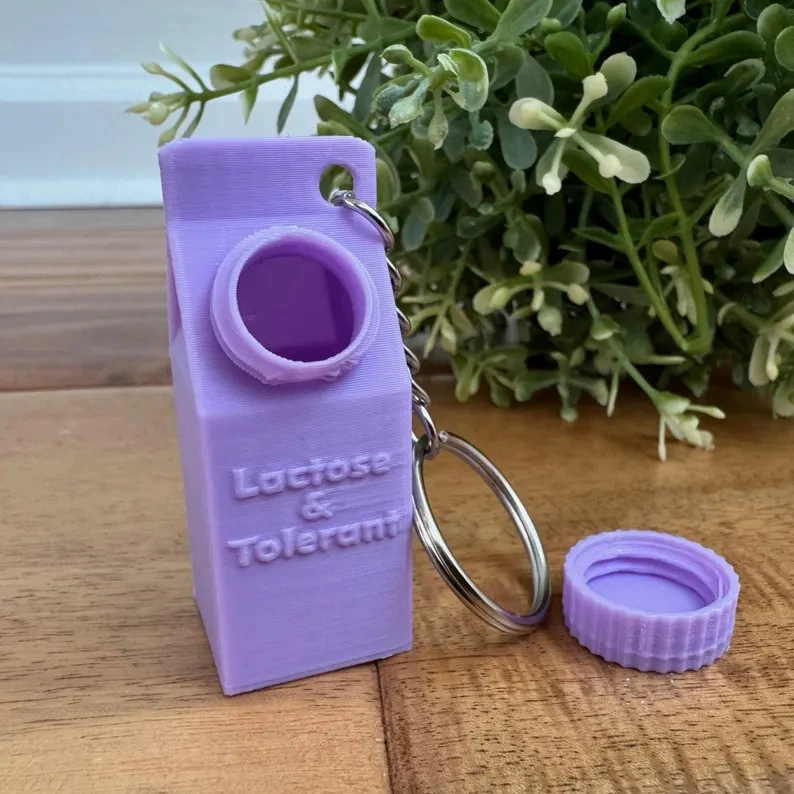 [跨境新品Pill Holder Milk Carton Keychain 药丸容器钥匙扣]