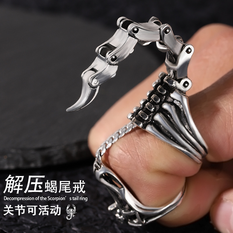 Amazon New Vintage Scorpion Ring Active Personality Punk Hip Hop Men's Open Ring Explosive Wholesale