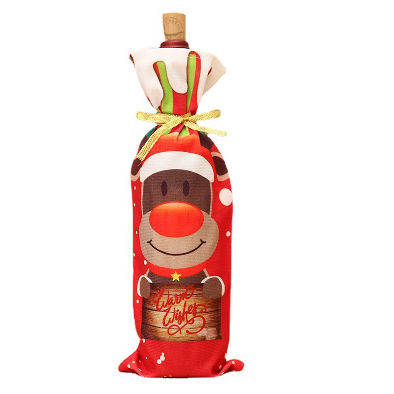 Christmas wine bottle cover set, 3 festive designs (snowman, Santa, reindeer), 34×12.5 cm