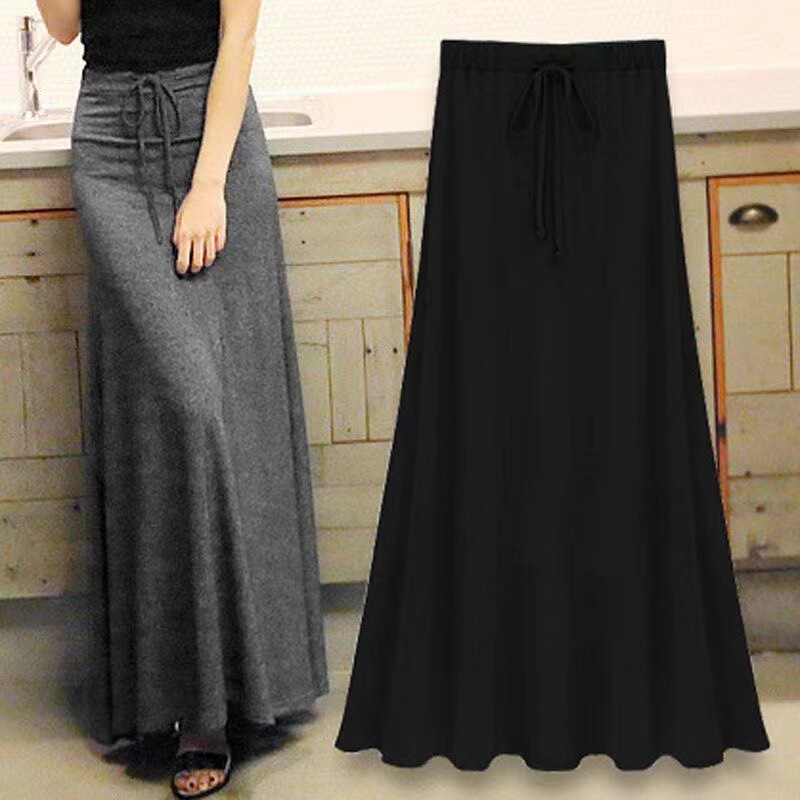 Japan and South Korea Cross-border Explosions Women's Large Size High Waist Skirt 200 Jin A- word Long Skirt Side Split Hip Large Skirt