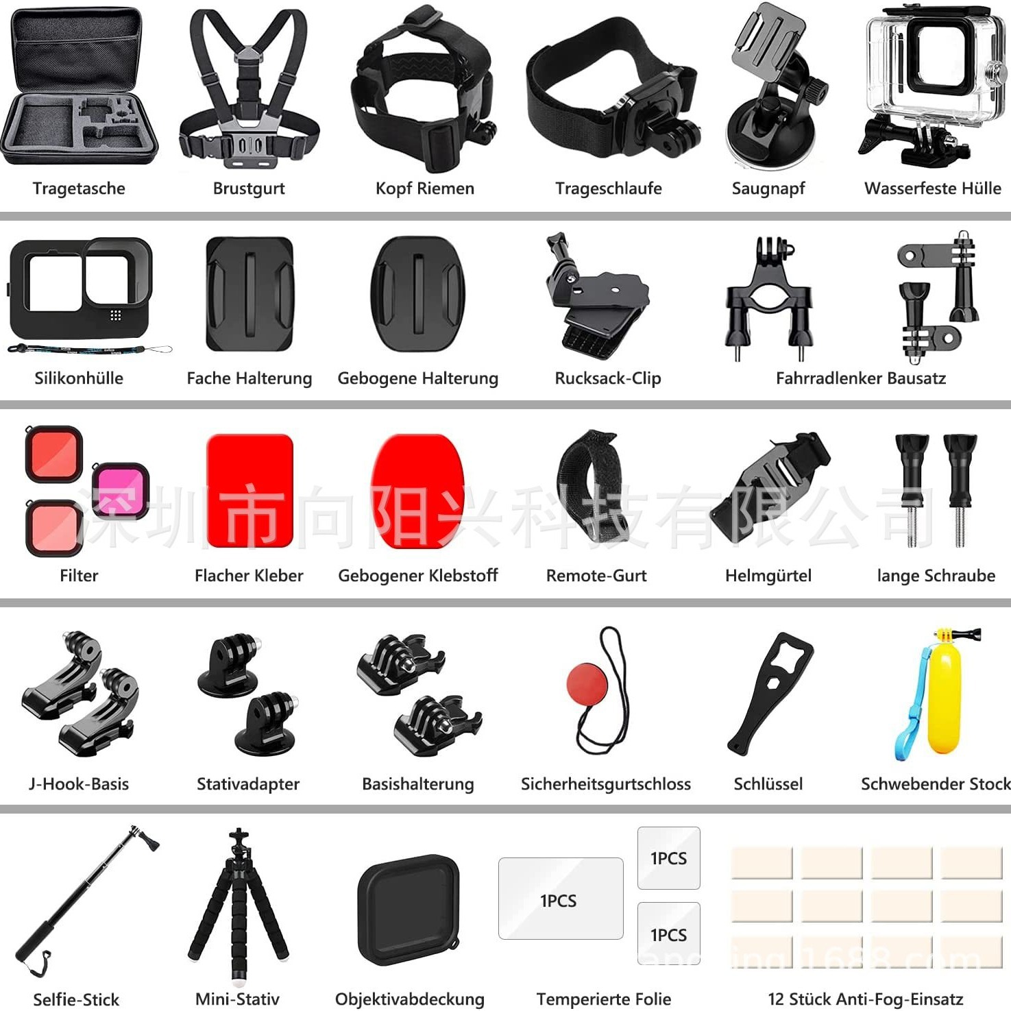 Accesorios DE LA CÁMARA GoPro traje 54 en 1 adecuado para héroe negro 12/11/10/9 Shell impermeable Correa pecho