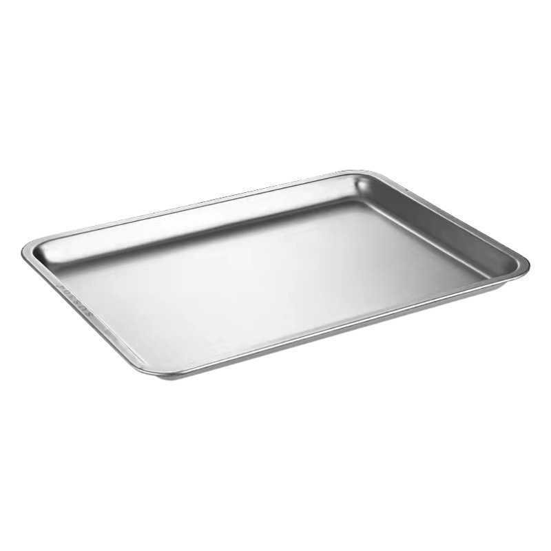 Bandeja de acero inoxidable 304 rectangular pura placa cuadrada plana cocina comercial para hornear Placa de pescado a la parrilla engrosada Placa de arroz al vapor