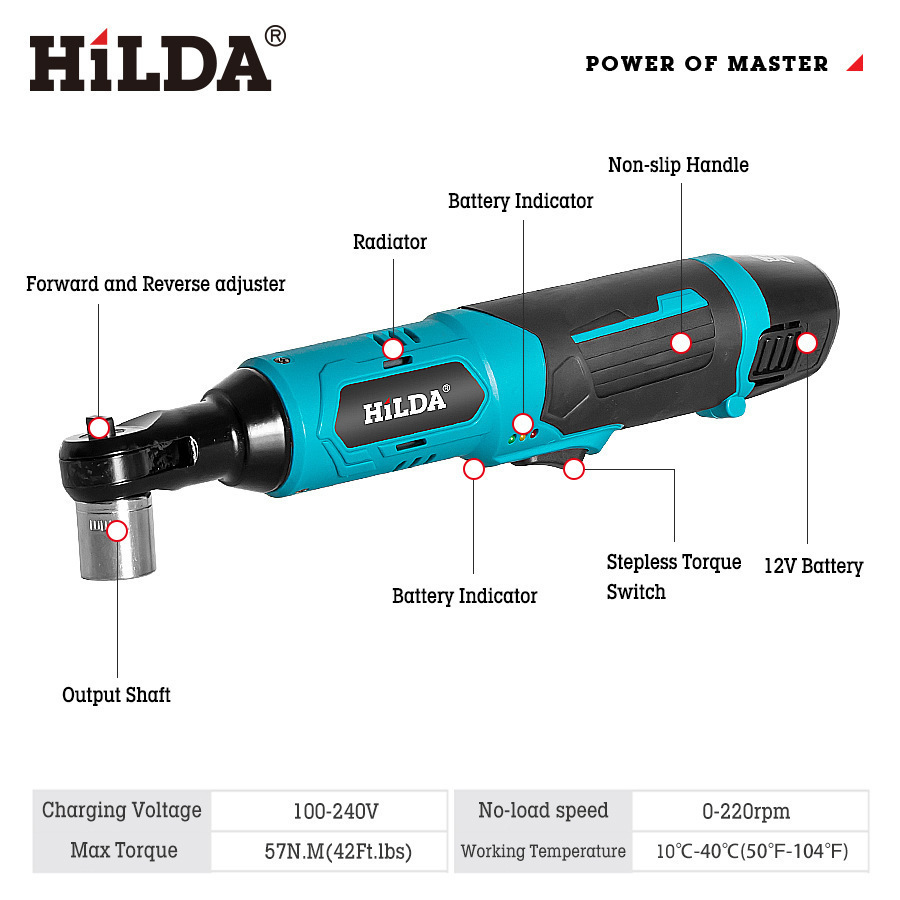 Llave de Trinquete Inalámbrica en Ángulo Recto de 90 Grados, Recargable de Alto Torque para Andamios image 3