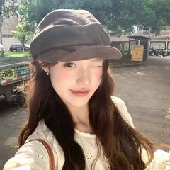 张婧仪同款小众复古文艺褶皱云朵贝雷帽女旅游轻薄透气防晒