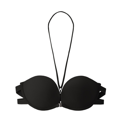 Small-breasted underwear for women, strapless, invisible, adjustable push-up underwear, non-slip, beautiful back, halter neck, tube top, front button bra