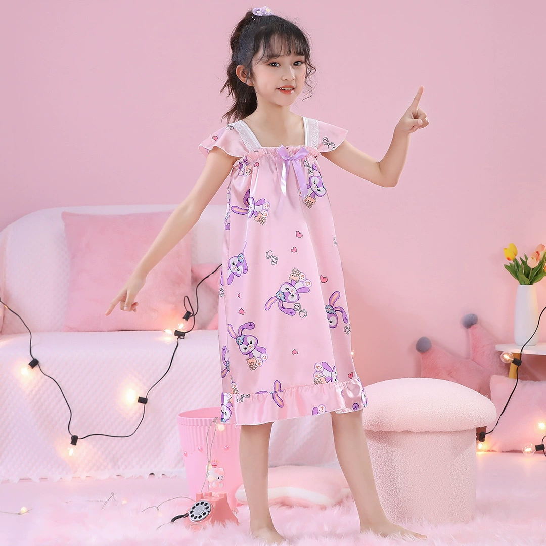 Silk summer thin children's pijama, with short sleeve, Korean style