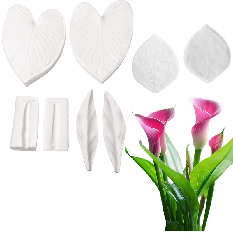 Calla Lily Petals and Flower Centers Double-Sided Texture Mold, Petal Clip Mold, Fondant Silicone Mold, Chocolate Cutting Mold