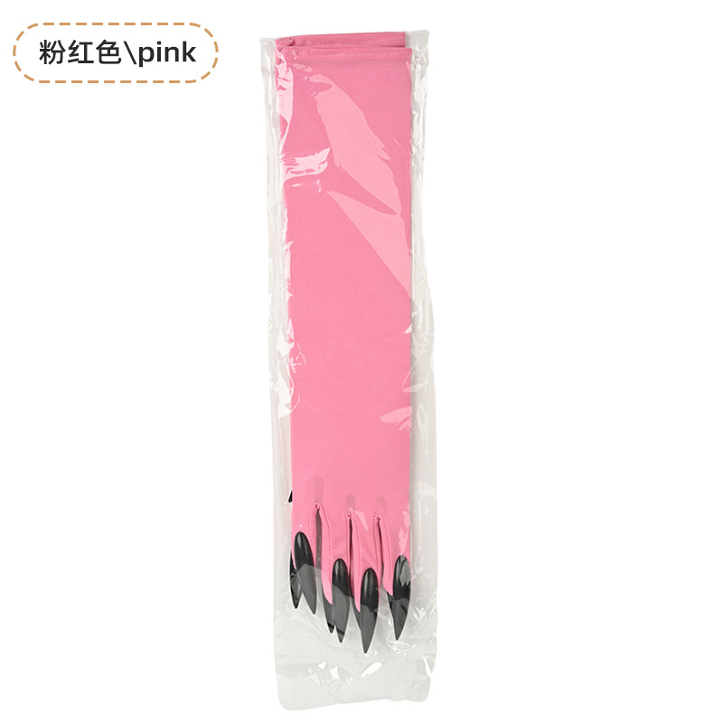 Guantes de garra de Halloween, uñas de lentejuelas negras, accesorios de cosplay de Hollowen, guantes de uñas largas