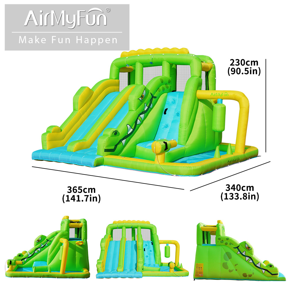 AMF | Castillo de rociado de agua para niños Casa pequeña tobogán inflable fiesta interior rociado de agua parque infantil castillo inflable
