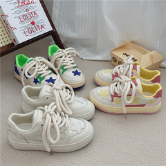學生新款皮面星星帆布鞋女2023秋季韓版百搭潮鞋運動休閒板鞋代發