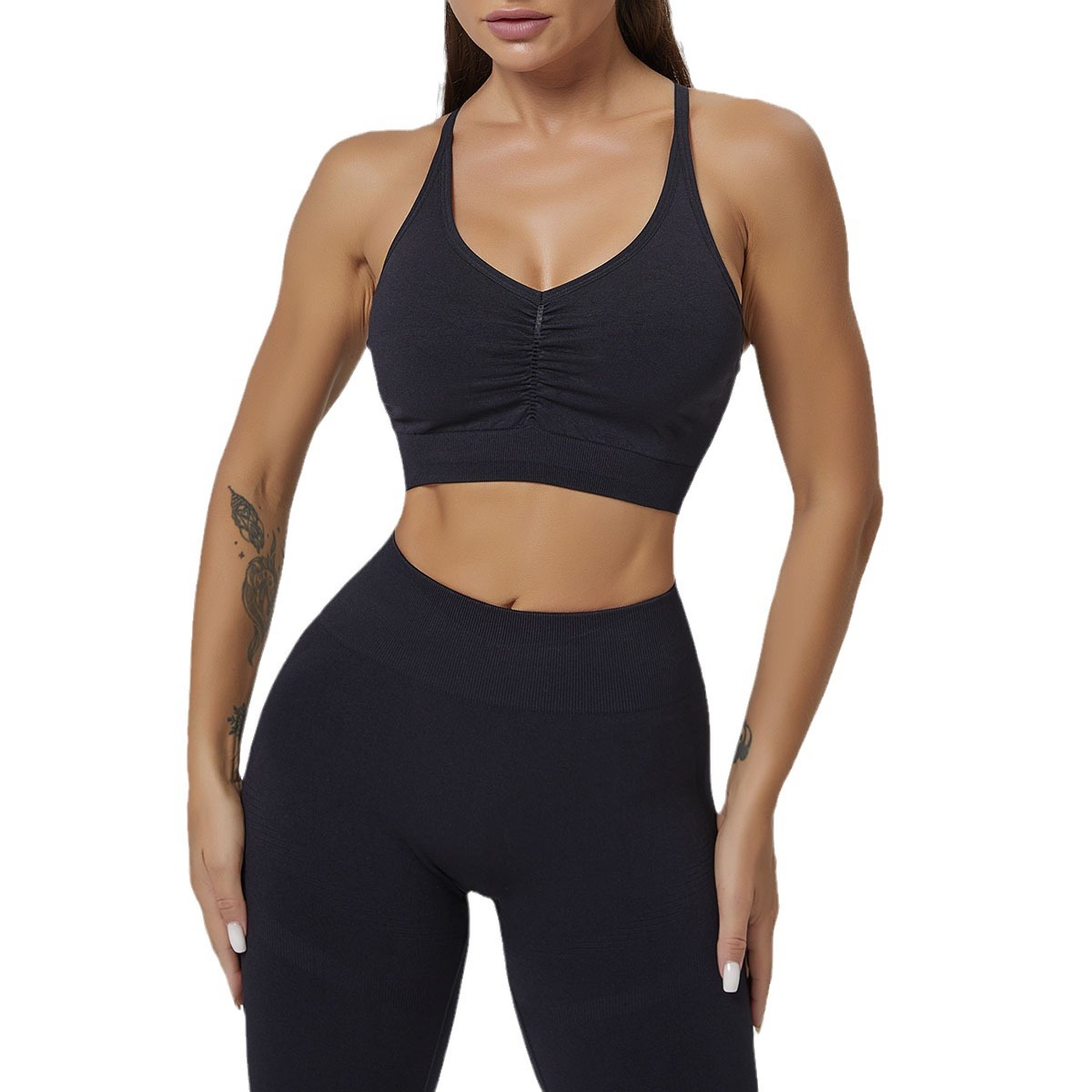 Selección estricta de Europa y Estados Unidos sexy transfronterizo de cintura alta mel melonía de caderas elevación de ropa de base apertada nuevo bra fitness set