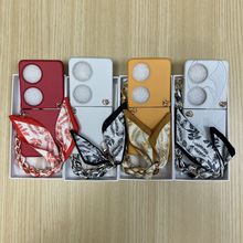 适用华为pocket2丝巾款手提POCKET2皮革手机壳pocket2挂绳保护套