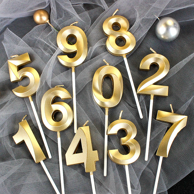 opera house birthday candle golden number 0-9 smoke-free birthday cake party baking dessert candle plug-in set