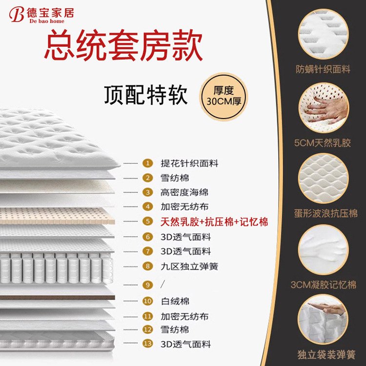 希尔顿酒店专用独立袋装弹簧乳胶记忆棉家用款民宿公寓席梦思床垫|undefined