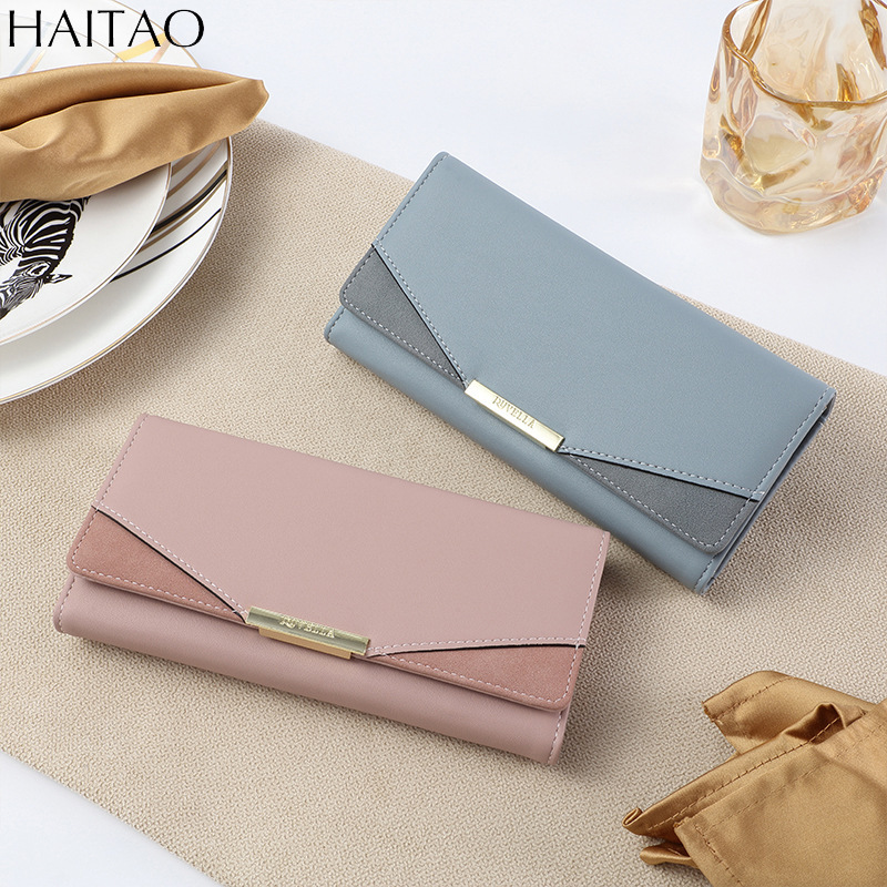 Women's Wallet Solid Color Card Holder Women's High-End Long Wallet Polyester Trade Genuine Leather Coin Purse Women's Wholesale Women's Wallet Solid Color Card Holder Women's High-End Long Wallet Polyester Trade Genuine Leather Coin Purse Women's Wholesale