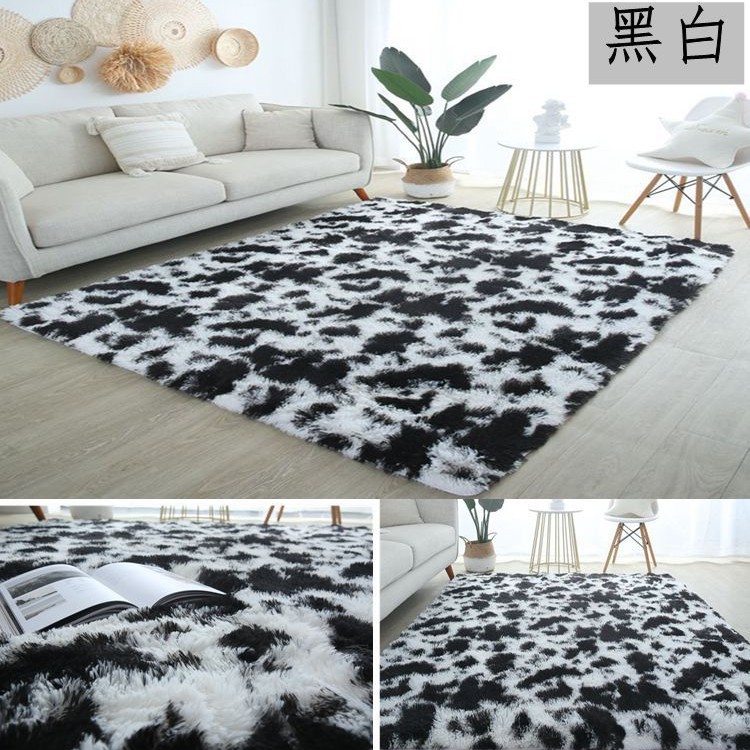 Alfombra teñida de seda de felpa de pelo largo transfronterizo, alfombra de piso, sala de estar, dormitorio, manta de cama resistente a la suciedad y fácil de cuidar