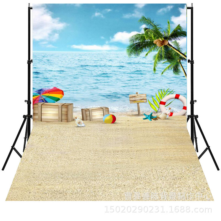 Factory Direct Sales of Blue Sky, White Clouds, and Sea 3D Backdrop Cloth for Indoor and Outdoor Studio Photography
