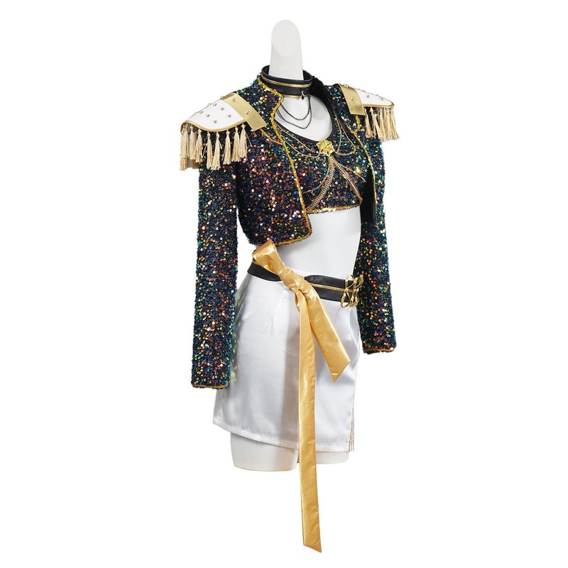 猎魔女团K-POP明星cos服佐伊白色皮面打歌服女团演出服表演服套装|undefined
