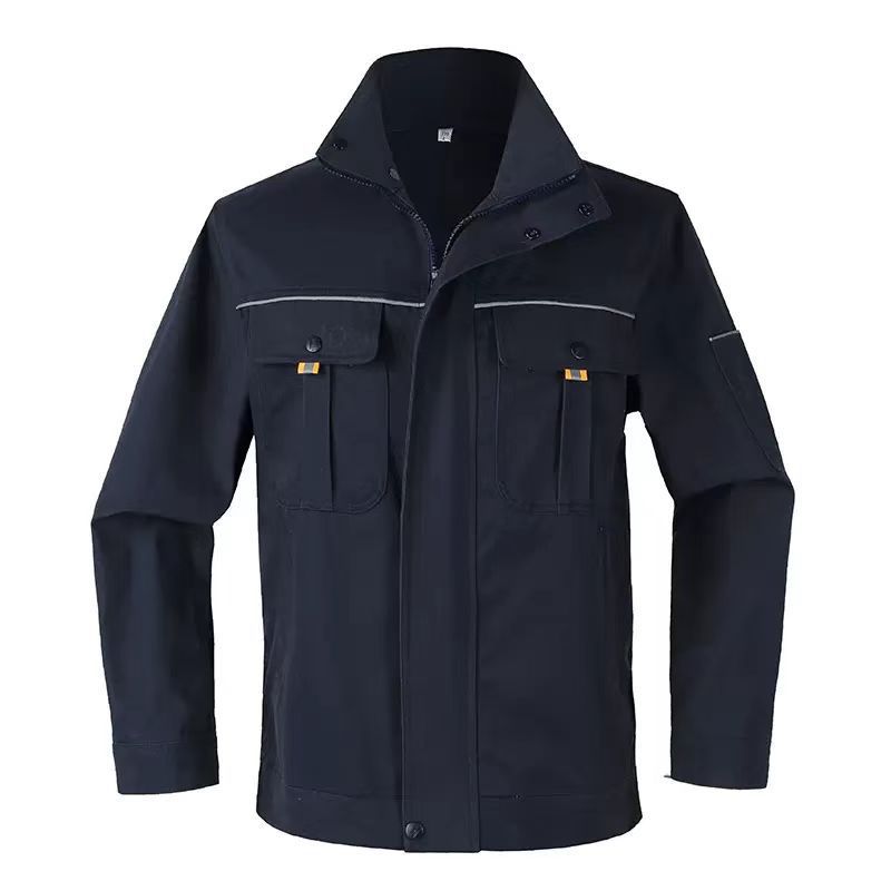 純綿作業服スーツメンズトップススタンドカラー耐摩耗性作業服秋冬綿厚手耐熱溶接作業員労働保護服|undefined