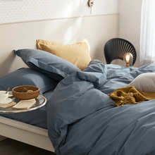 100s新疆长绒棉纯棉磨毛四件套秋冬保暖全棉床上用品纯色双拼床笠