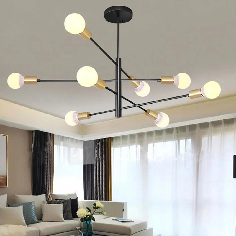 Cross-border supply of medieval black gold satellite launch chandeliers can be rotated to shape 6 8 indoor lighting
