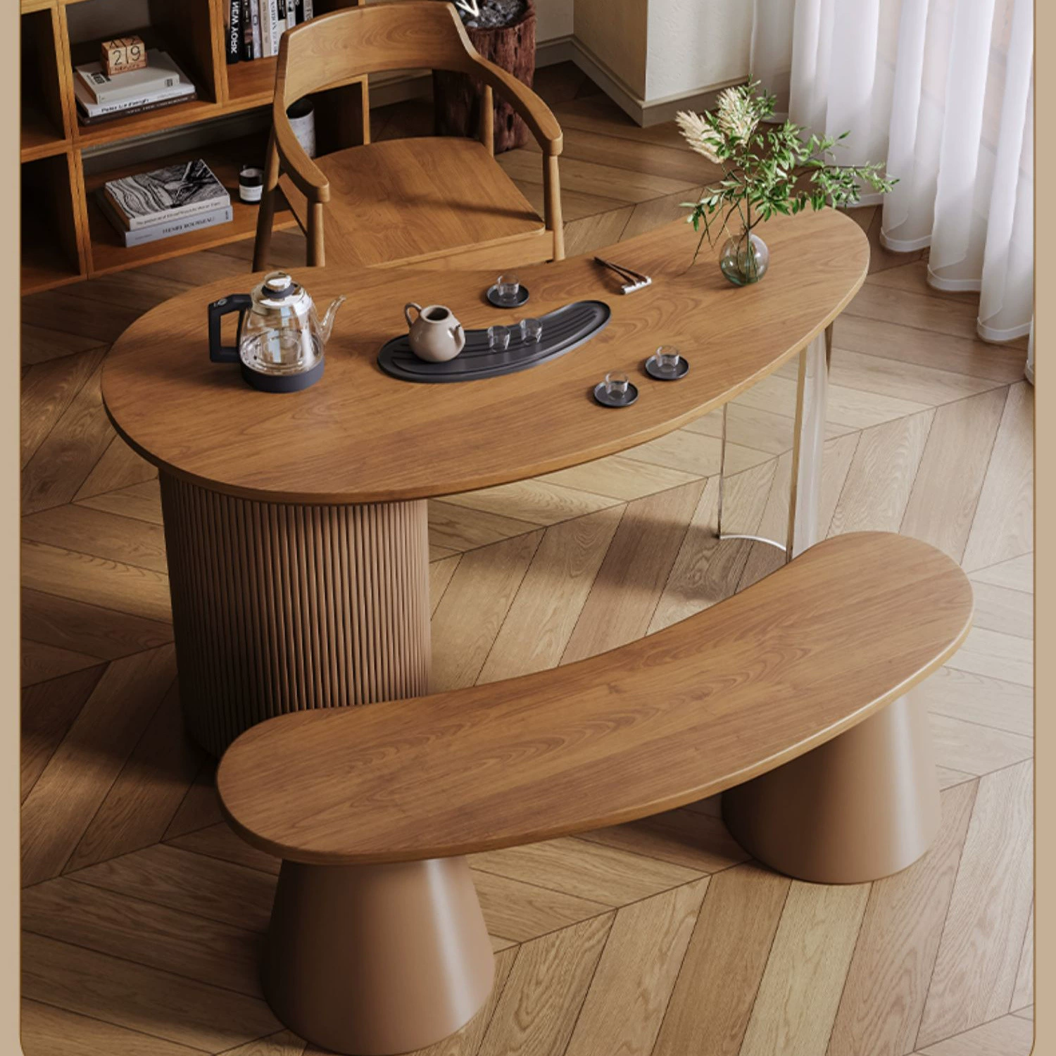 Современный минималистский стол для чая из цельного дерева