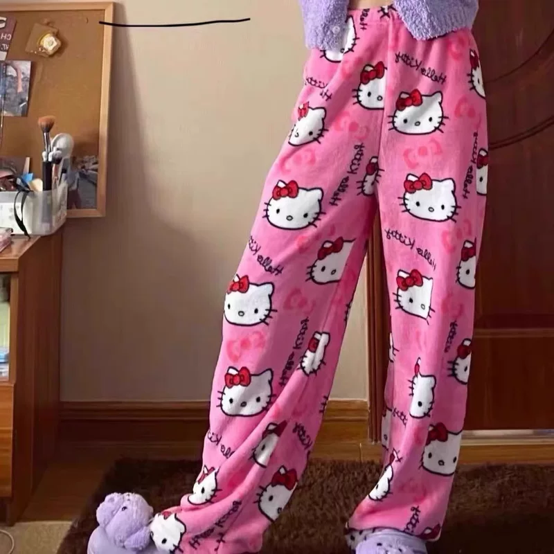 Cute keep warm flannel trousers, pijama