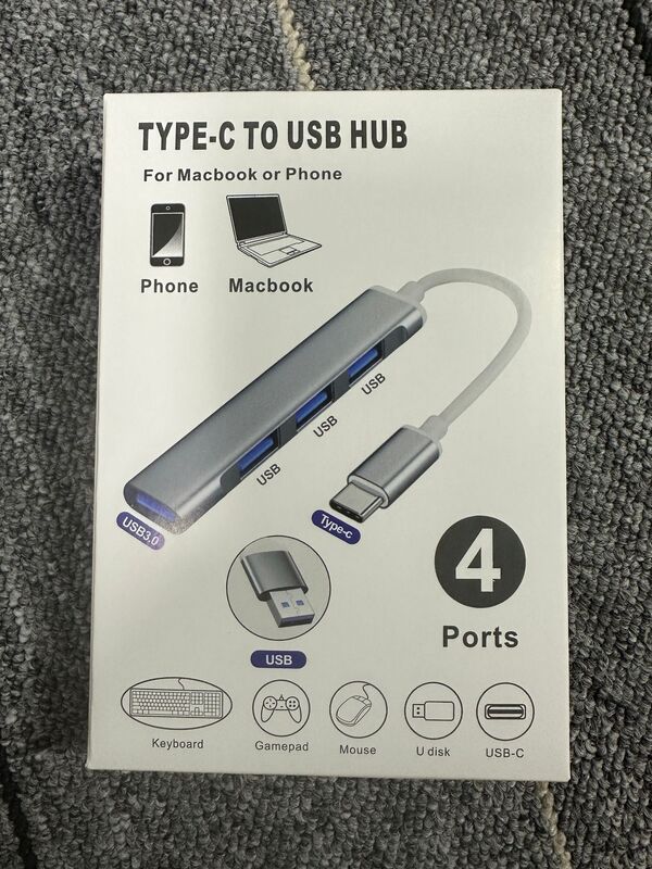 usb3.0分线器typec外接一拖四车载手机笔记本电脑跨境hub扩展坞|undefined