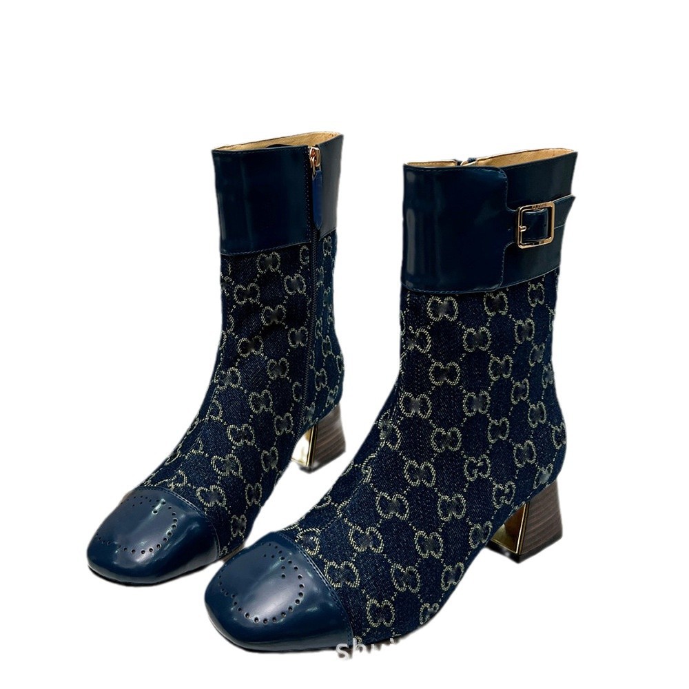 Boots Ankle autumn and winter high-heeled women's short boots G…