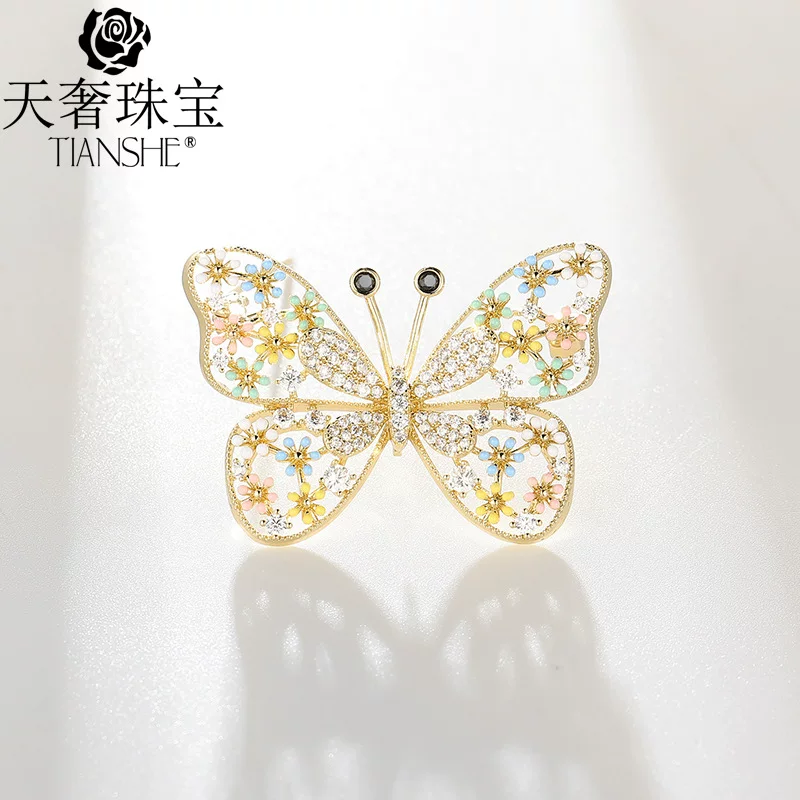 天奢珠宝 High-end fresh cartoon brooch from pearl, cardigan lapel pin, pin, Birthday gift