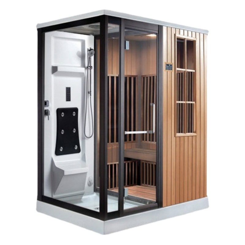 Fabricante de cabinas de ducha integradas personalizadas no estándar con sauna de vapor seco y húmedo, sauna con separación de seco y húmedo