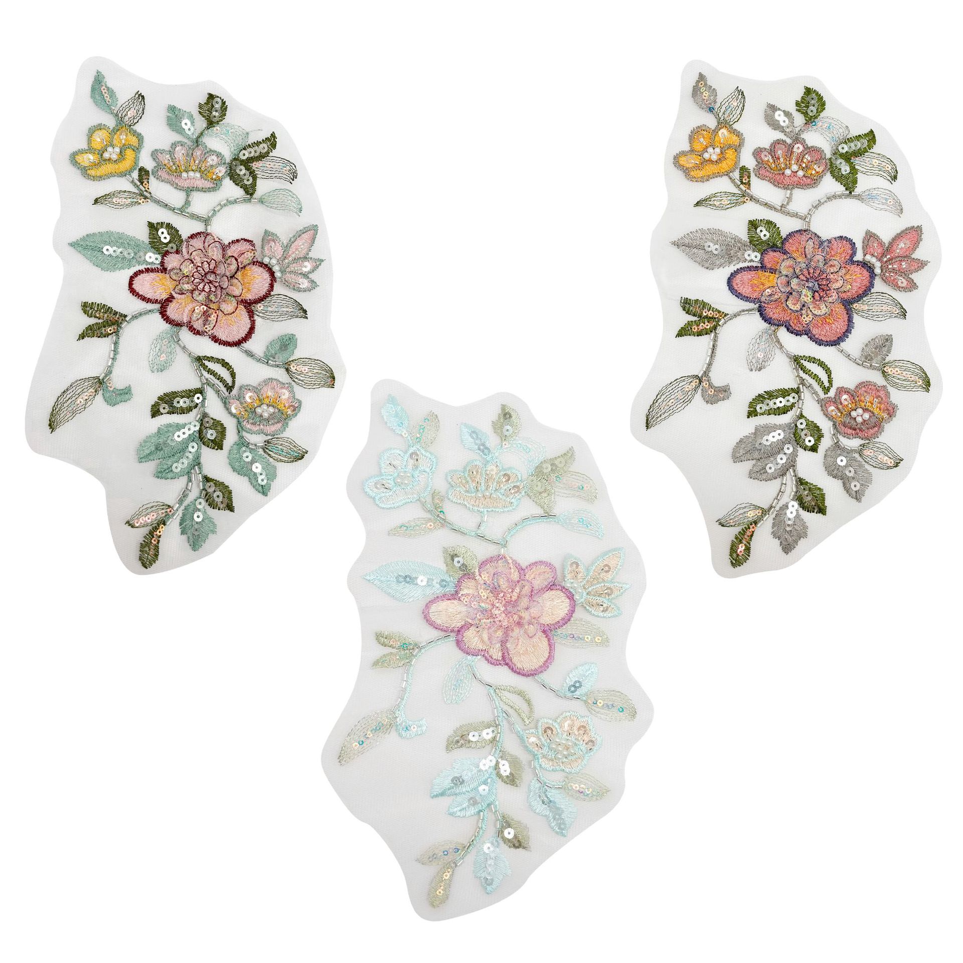 Colorido primavera y verano cuentas tubo de cuentas tridimensional bordado accesorios decorativos simple moda bordado color contraste decalco parche de encaje