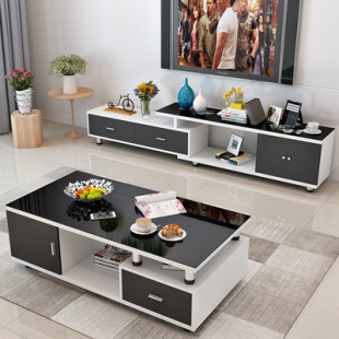 Hyundai Simple Nordic Coffee Table TV Cabinet Combination Small Unit Living Room Home Creative Excisitted Stew Glass Tea Table