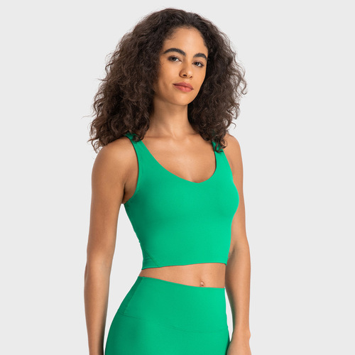 A drop-shipping new vest-style sports bra, simple fitness U-shaped yoga bra, beautiful back top
