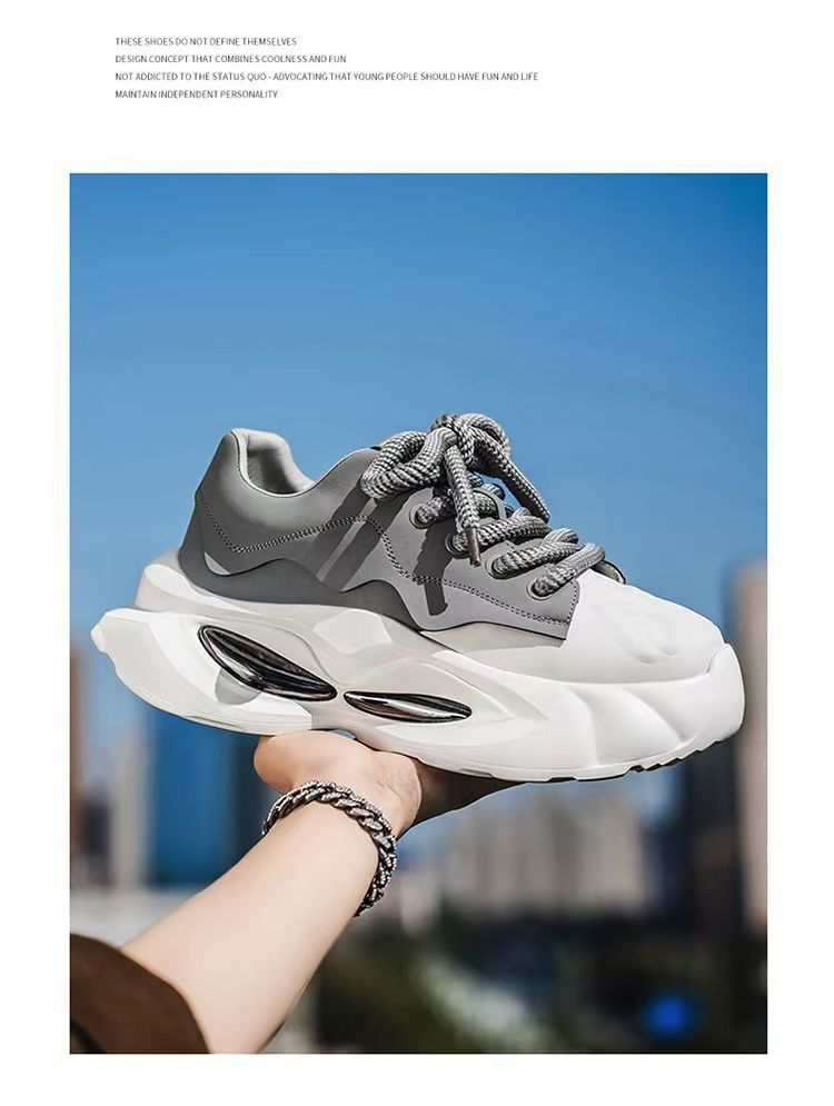 Men's Casual Dad Shoes Thick-soled Height-increasing Sports Trainers_voghion.com